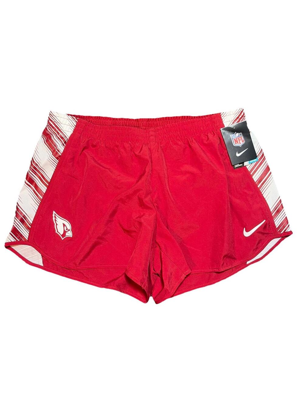 NIKE WOMENS SIZE XL Dri-Fit ARIZONA CARDINALS ATHLETIC SHORTS BLACK RED 3” NWT